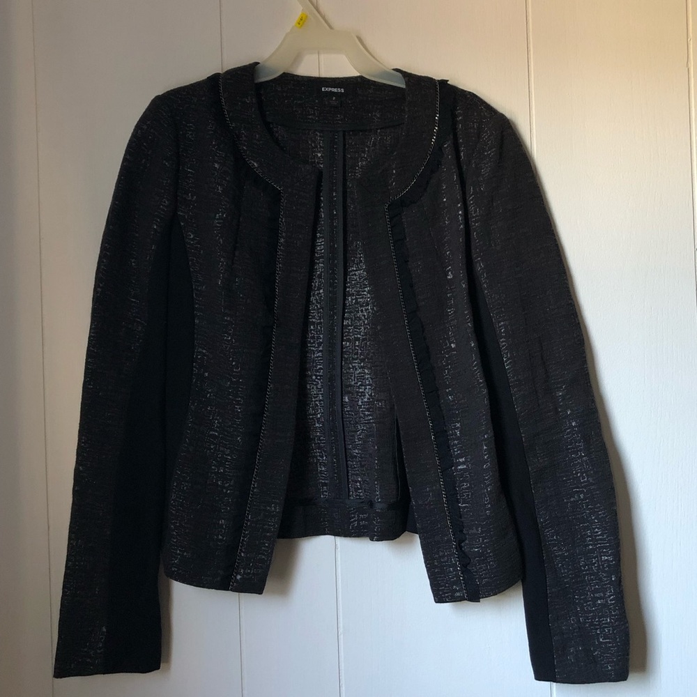 EXPRESS Black Sparkly Viscose Blazer